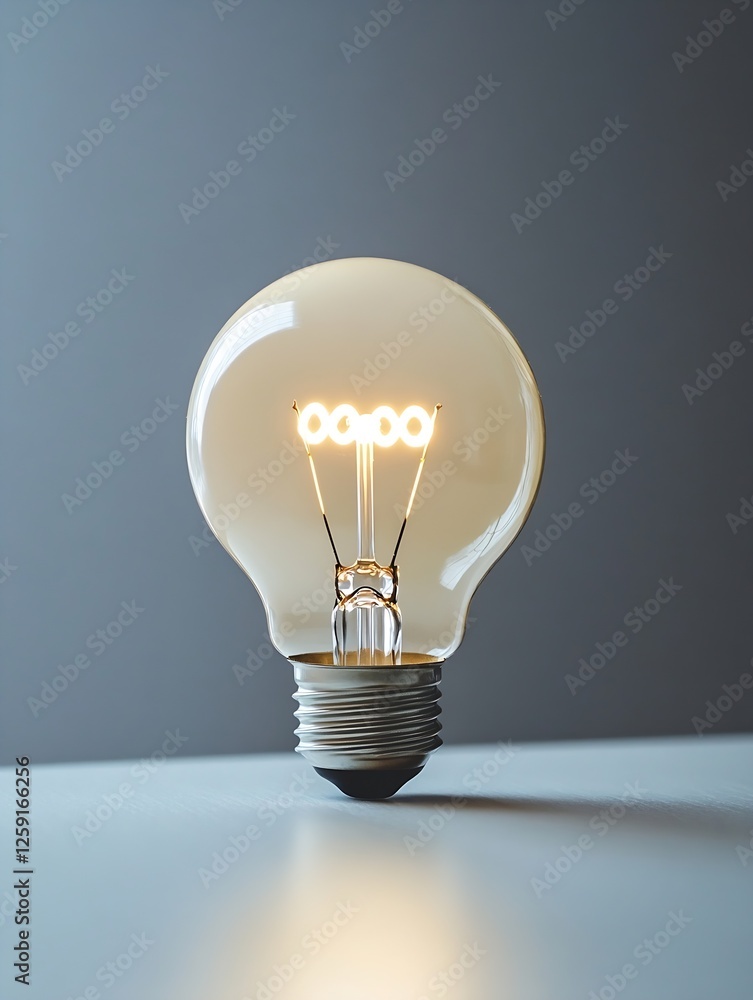 Aufkleber Elegant light bulb with visible filament glowing softly against a modern backdrop : Generative AI