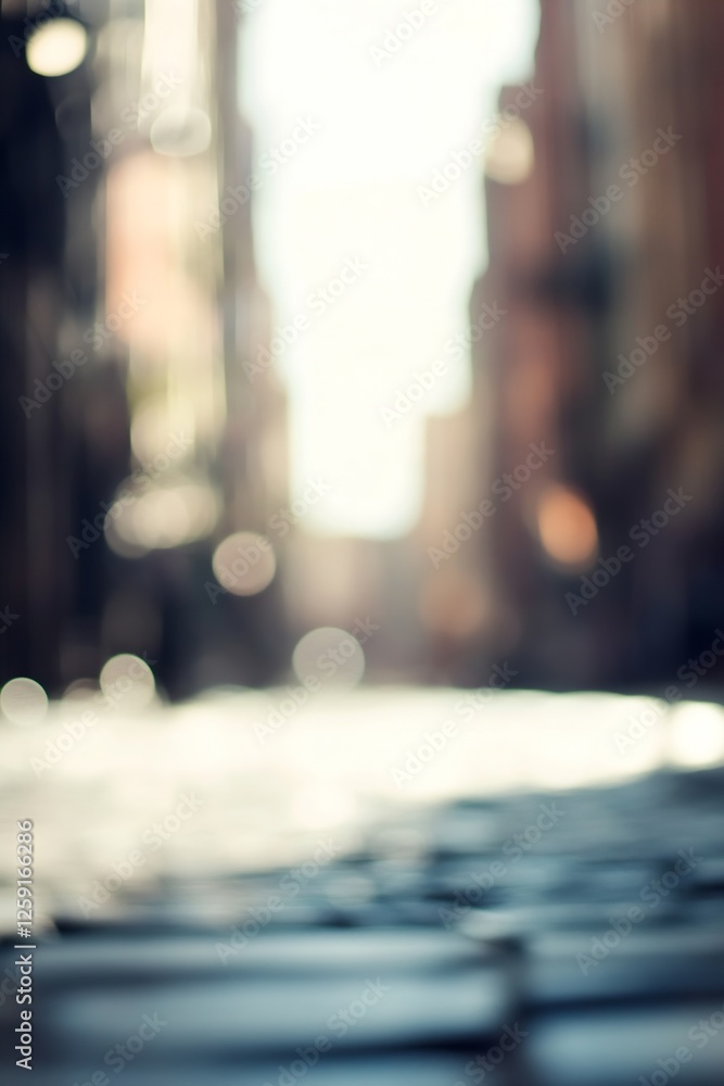 Aufkleber soft focus urban street scene with light bokeh effect : generative ai