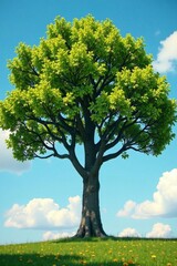 Obraz premium Tree with branches stretching up , growth, upwards, leaves