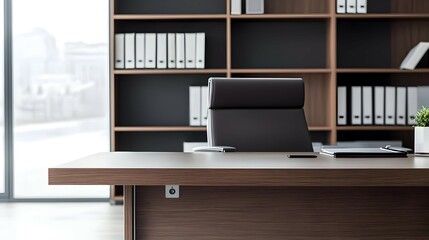 Modern Wooden Executive Office Desk With City View