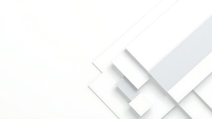 Minimalist White Abstract Background with Geometric Triangles, Glossy Squares, and Tech Stripes for Modern Web and Flyer Design