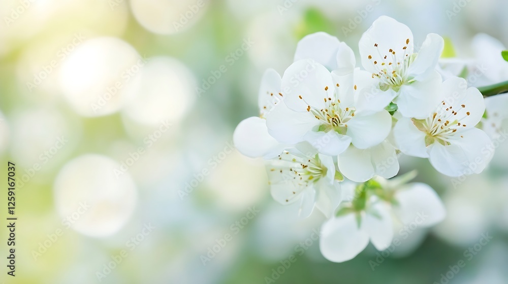 Poster beautiful cherry blossom flowers with soft bokeh background in spring season : generative ai