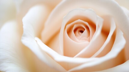 Close Up Shot of Creamy White Rose Petals with Soft Focus Background : Generative AI