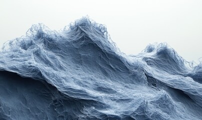 Abstract blue waves, ocean texture, digital art, white background, nature backdrop