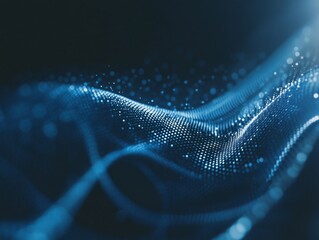 Abstract digital wave form, dark background, data visualization, technology concept