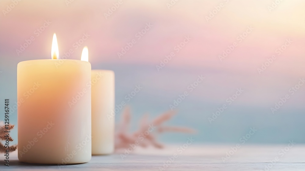 Leinwandbilder softly glowing candles creating a warm and inviting atmosphere perfect for relaxation and tranquilit