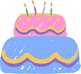 Birthday Cake With Candles Crayon Hand Drawn