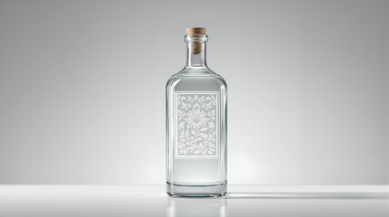 Empty Glass Bottle, Beverage Bottle, Spirit Bottle, Product Packaging, Mockup Image