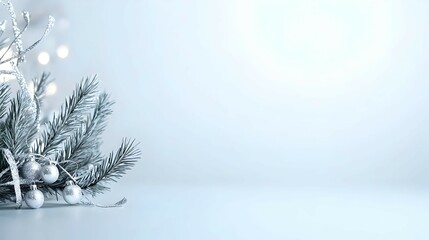 Silver Christmas Decorations on Blue Background