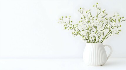 Fototapeta premium White Flowers in a White Vase on a White Background