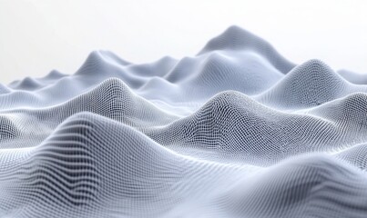 Abstract white digital landscape; undulating hills; data visualization; website background