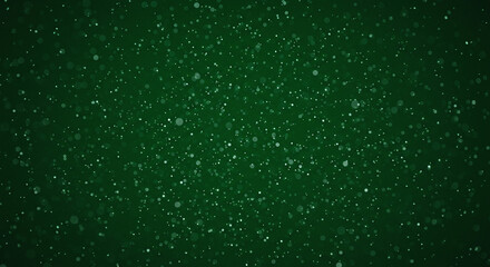 A green background with small white dots of varying sizes scattered across the surface, creating an abstract snow effect. Generative AI.
