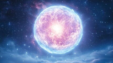 Fototapeta premium Celestial Orb Energy Radiates Through Space