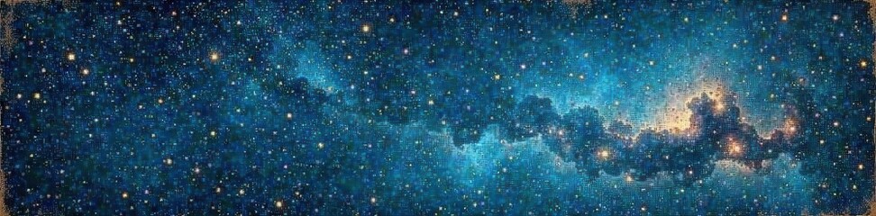 Vintage starry night sky design on aged paper with wispy clouds and constellations, astronomy, sky, design