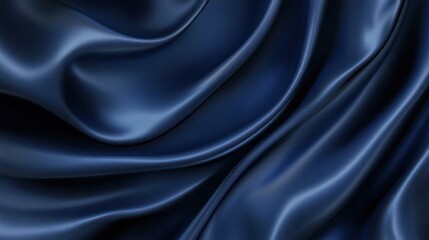 Obraz premium Dark blue satin fabric with elegant folds and soft texture.