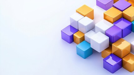 Colorful Cubes Abstract Geometric Composition