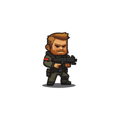 Army game character flat vector design