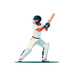 Cricket player mascot logo flat vector design