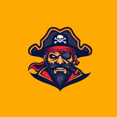 Pirate mascot logo flat vector design