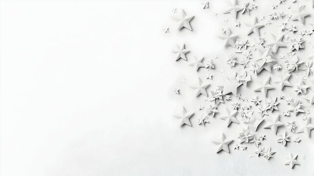 White Paper Stars on White Background