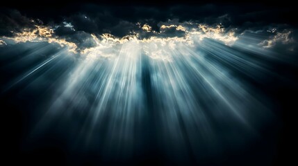 Dramatic Sunset Through Dark Clouds