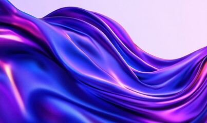 Obraz premium Iridescent fabric flowing, purple-blue gradient, abstract background, website design