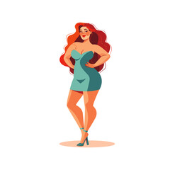 Curvy fashion model logo flat vector design