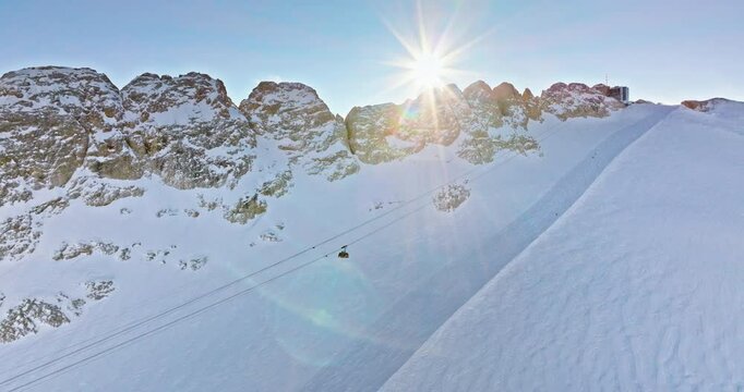 Aerial drone view of the Marmolada mountain in the Dolomites, northeastern Italy