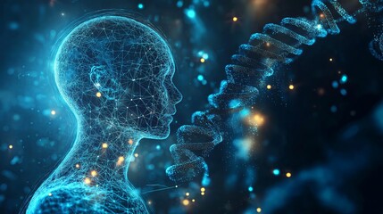 Obraz premium A high-tech medical concept featuring digital interfaces, AI-driven diagnostics, heartbeat monitoring, and futuristic healthcare technology advancements. 