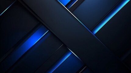 Fototapeta premium Abstract Dark Blue and Black Geometric Design with Glowing Lines