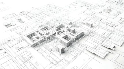 Fototapeta premium White Architectural Model of a Complex City Building
