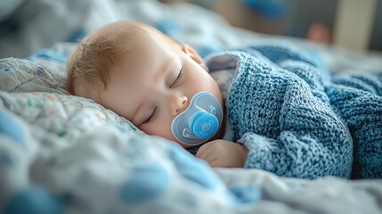 Peaceful Baby Sleeping with Pacifier in Cozy Blanket