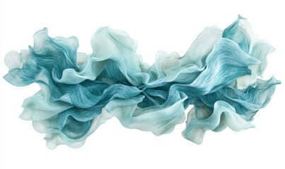 Obraz premium Teal fabric swirl, flowing design, white background, abstract art, textile design