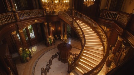 Obraz premium Grand Staircase in a Luxurious Mansion