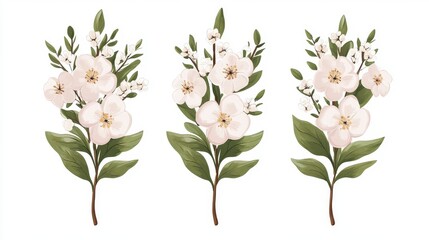 Fototapeta premium Delicate Watercolor Flower Bouquets