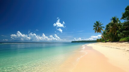 Fototapeta premium Tranquil Tropical Beach Scene with Azure Water