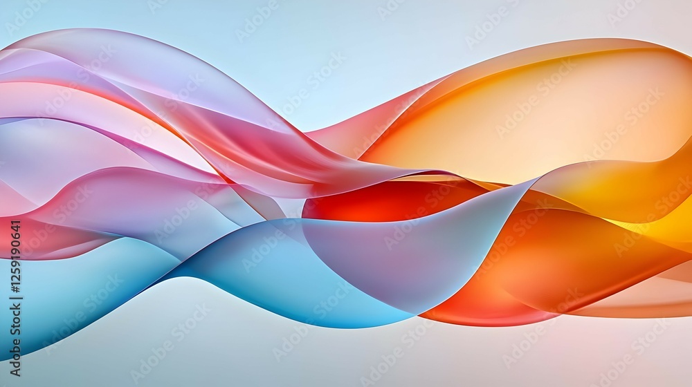 Poster abstract colorful waves flowing smoothly on a light background