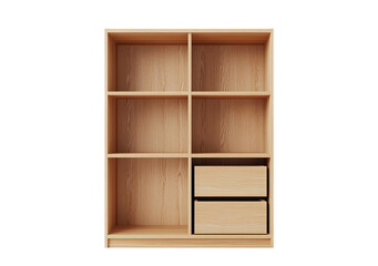 Elegant Light Wooden Shelving Unit with Drawers