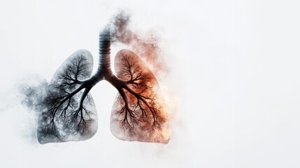 A stylized image of lungs, combining artistic elements with tree-like structures, symbolizing nature and health.