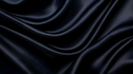 Fototapeta premium Elegant Black Silk Fabric Drape with Soft Waves and Folds