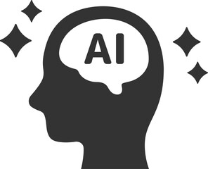 横顔と人工知能（AI）のシルエットのイラスト