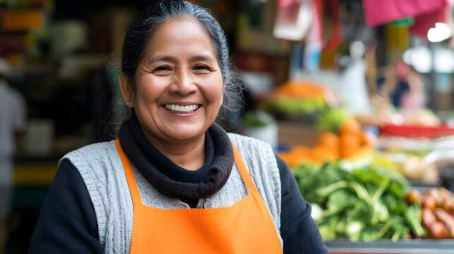 Smiling vendor exudes warmth and hospitality, embodying the joy of sharing food and culture