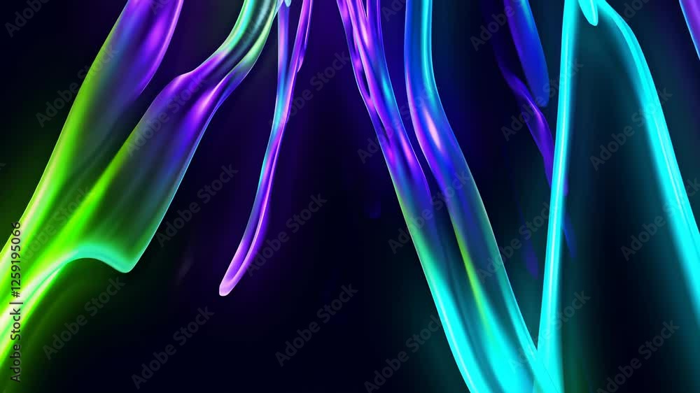 Poster vibrant neon light trails dancing in dynamic abstract flowing motion