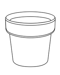 Empty flower pot - vector template. Cache-pot for indoor plants - a subject for gardening - a vector linear drawing for coloring. Outline. Hand drawing	