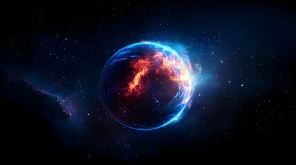 Fototapeta premium Glowing Planet In Space With Neon Colors