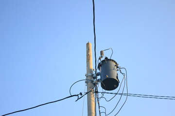 low angle view of electric pole with natural sky background