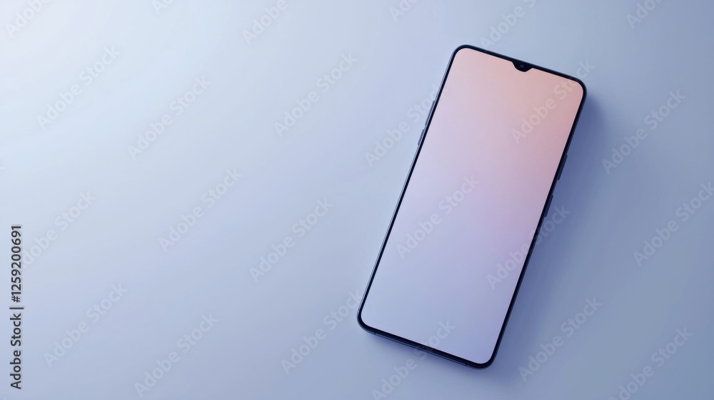 Poster modern smartphone with minimalist design on soft gradient background
