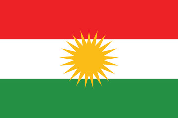 Flag of Iraqi Kurdistan. Iraqi Kurdistan flag official colors and proportion digital vector illustration