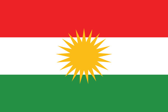 Flag of Iraqi Kurdistan. Iraqi Kurdistan flag official colors and proportion digital vector illustration