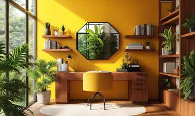 Bold geometric mirror with asymmetrical frame, delivering modern artistry and sophisticated design for contemporary spaces